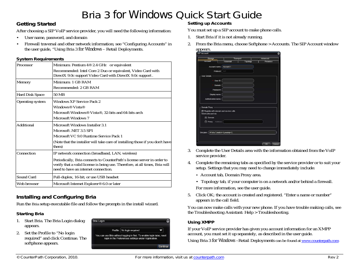 Bria 3.1 for Windows Quick Start Guide