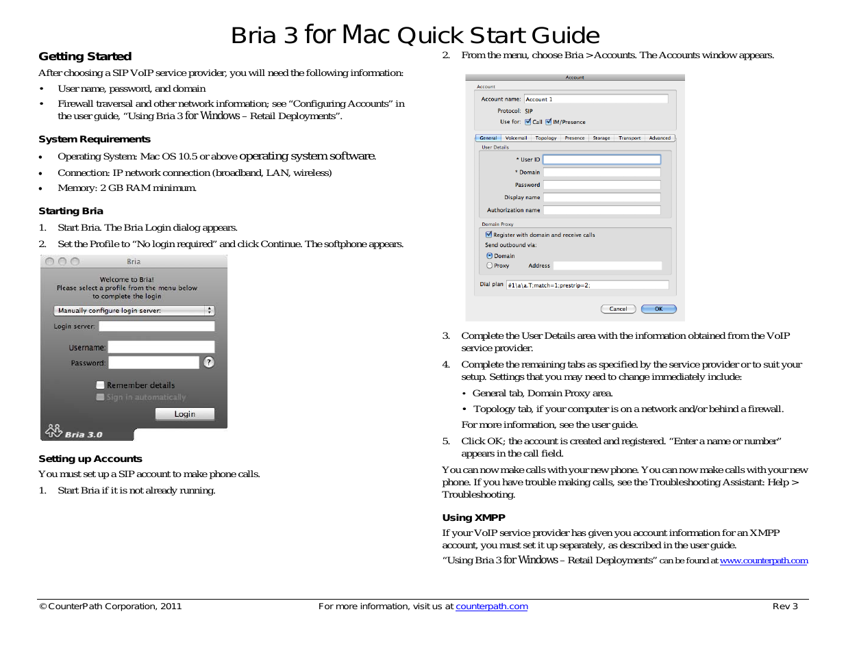Bria 3.2 for Mac Quick Start Guide