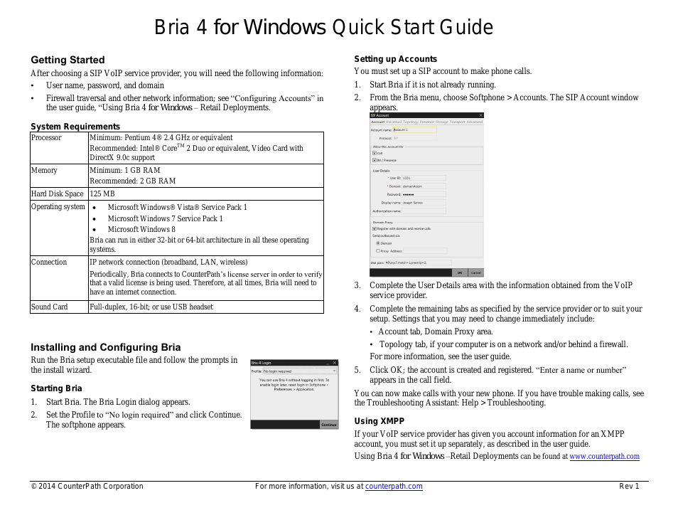 Bria 4 Windows Quick Start Guide