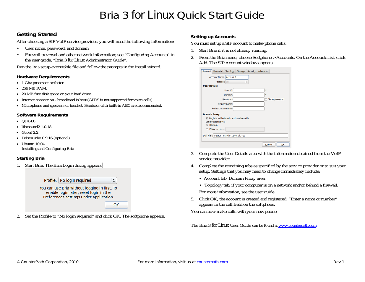 Bria for Linux Quick Start Guide