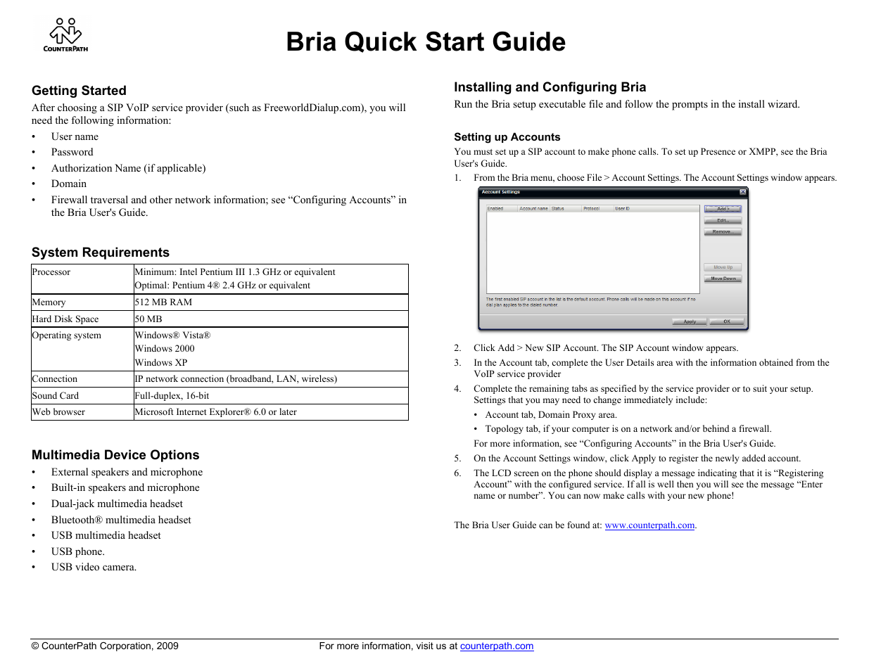 Bria Quick Start Guide