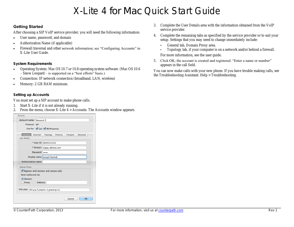 X-Lite for Mac Quick Start Guide