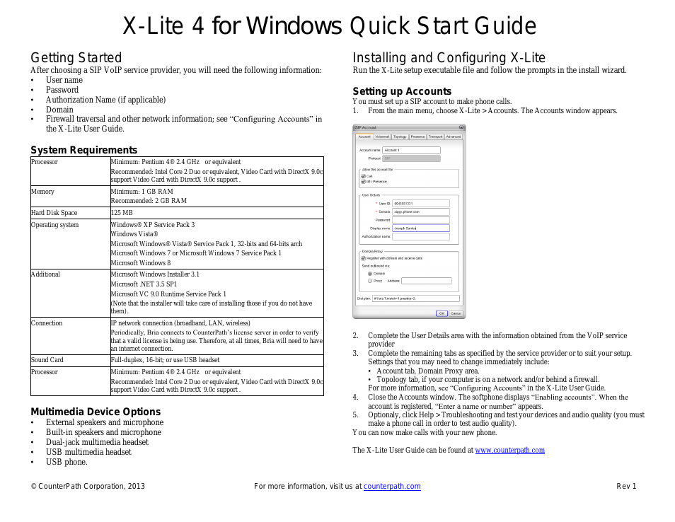 X-Lite for Windows Quick Start Guide