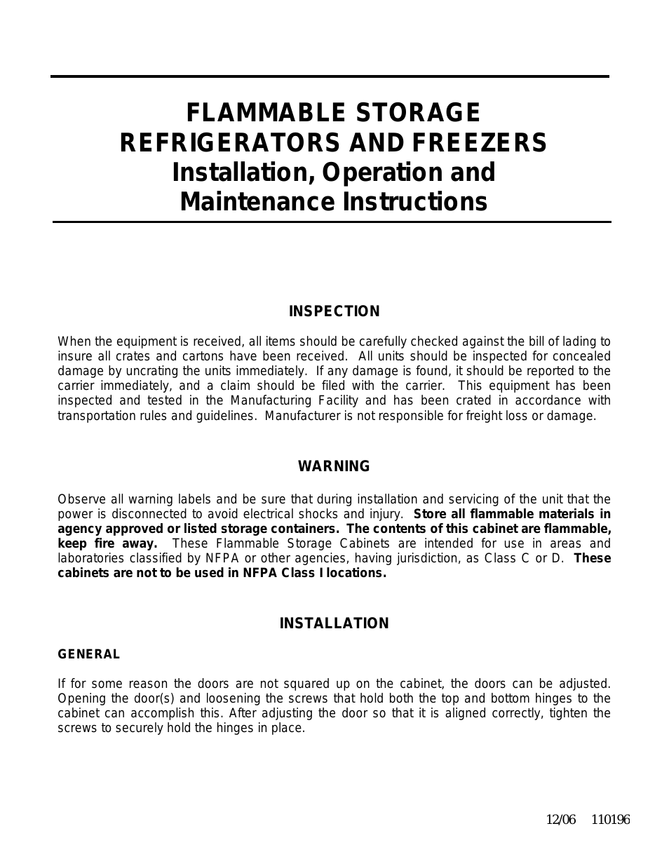 Flammable Storage Refrigerators & Freezers