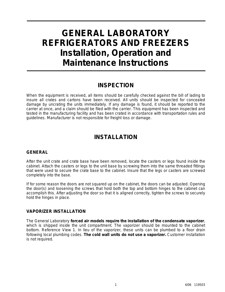 General Laboratory Refrigerators & Freezers