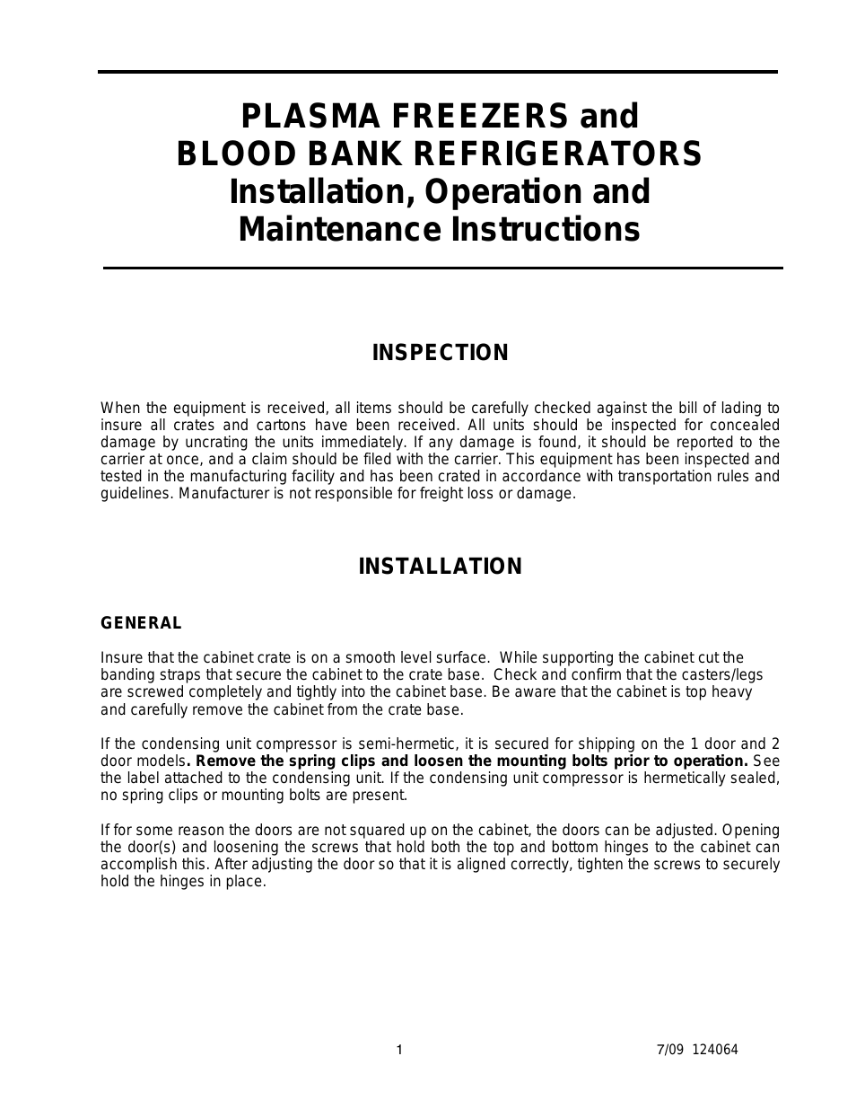 Plasma Freezers & Blood Bank Refrigerators