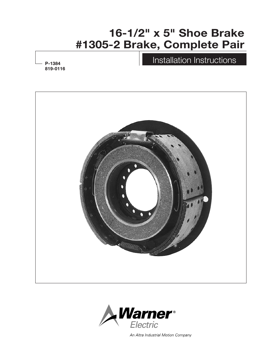 1305-2 Brake, Complete Pair 16-1_2 x 5 Shoe Brake