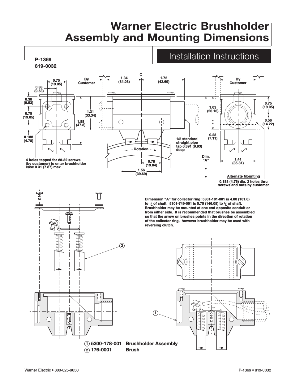 Brushholder Assembly and Mounting Dimensions