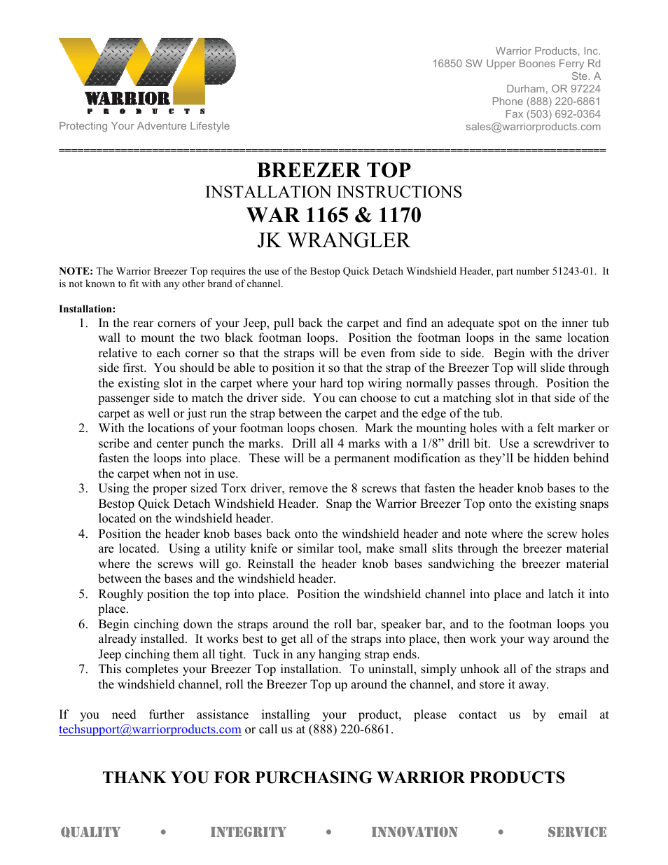 1170 BREEZER TOP (2007 – 2013 Jeep JK Wrangler)