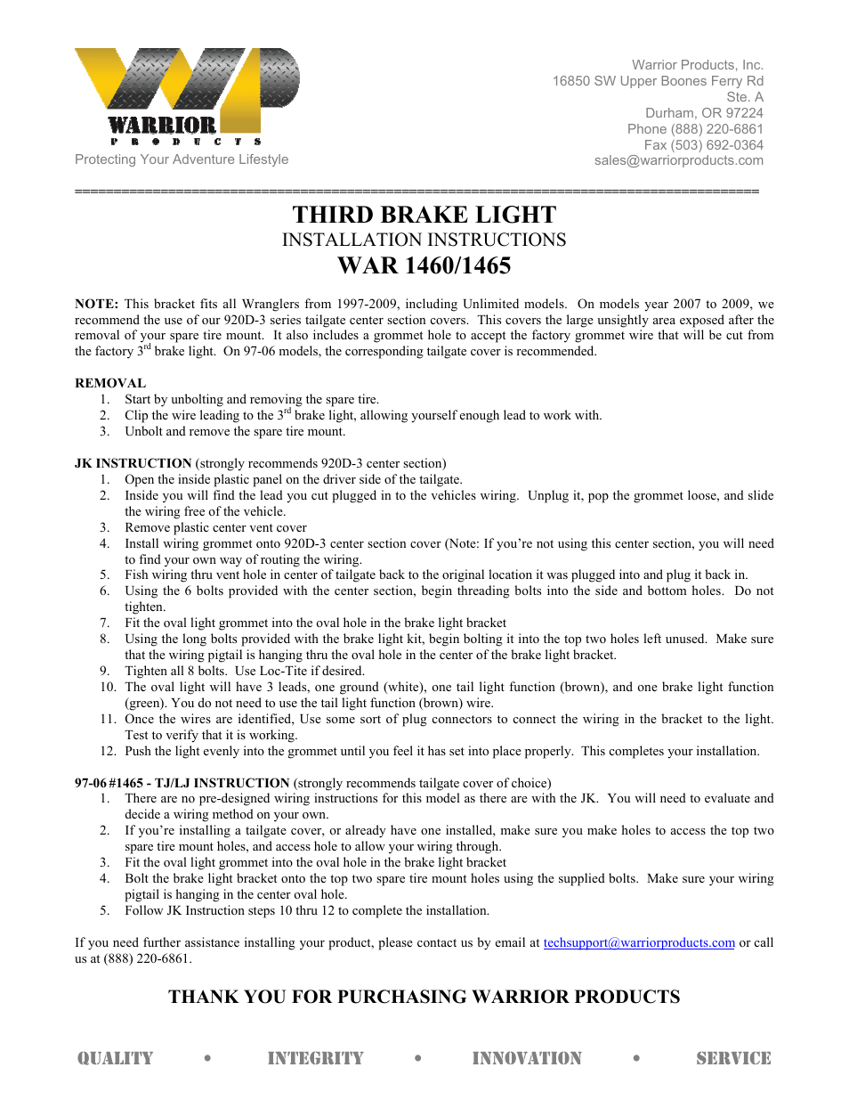 1465 THIRD BRAKE LIGHT (2007 – 2013 Jeep JK Wrangler)