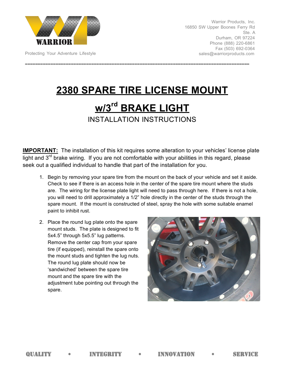 2380 SPARE TIRE LICENSE MOUNT - 3RD BRAKE LIGHT (Universal)