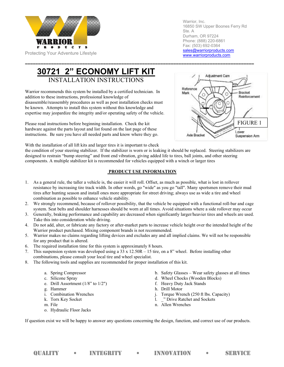 30721 ECONOMY LIFT KIT (1997 – 2006 Jeep TJ Wrangler)