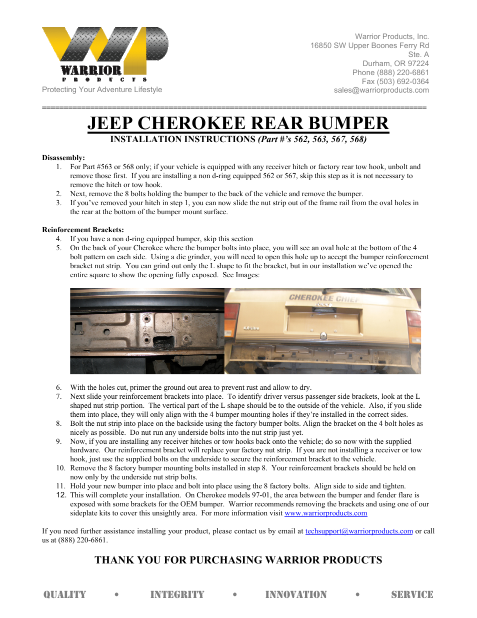 568 REAR BUMPER (1984 – 2001 Jeep XJ Cherokee)
