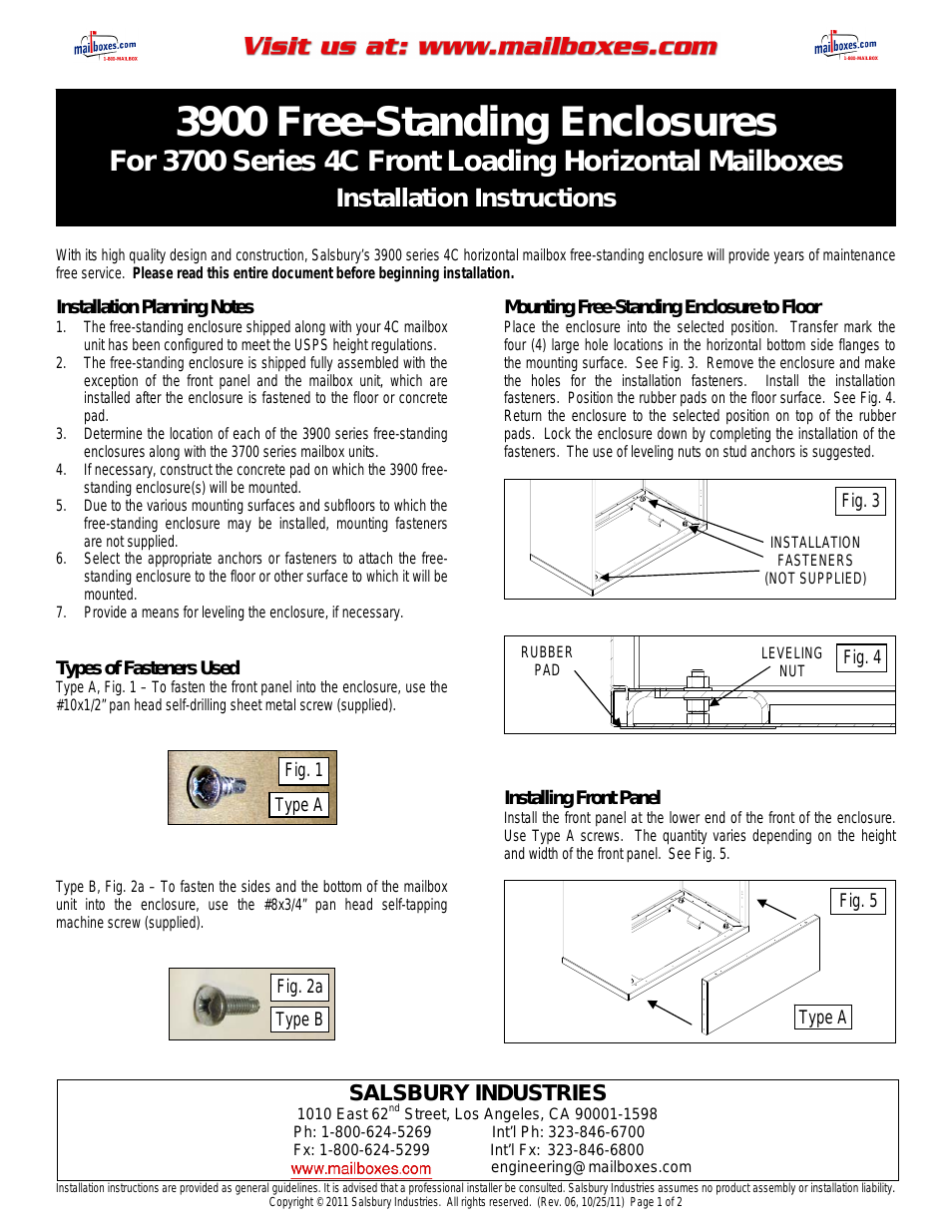3800 Free-Standing Enclosures For 3700 Series 4C Front Loading Horizontal Mailboxes