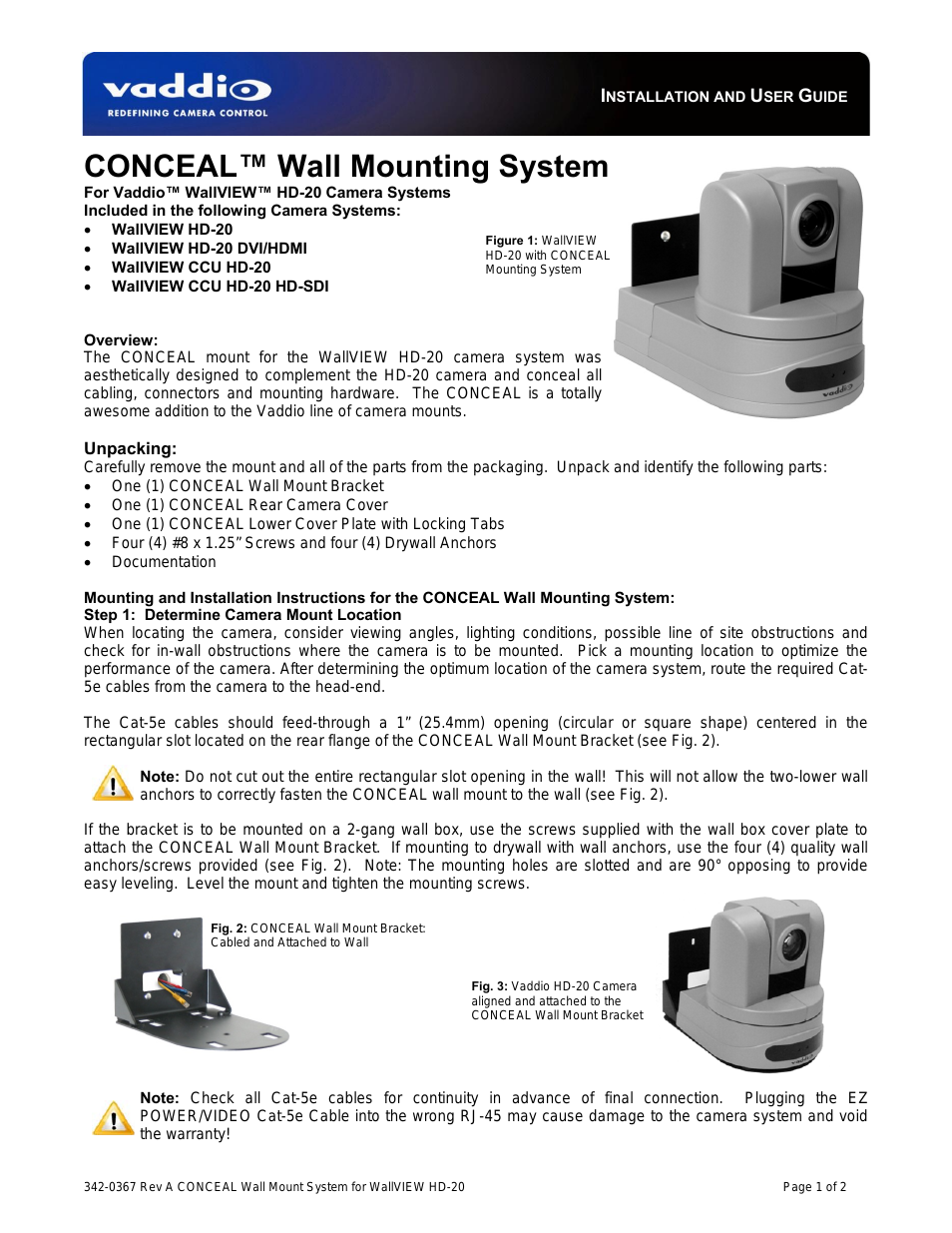 CONCEAL Wall Mounting System for WallVIEW CCU HD-20