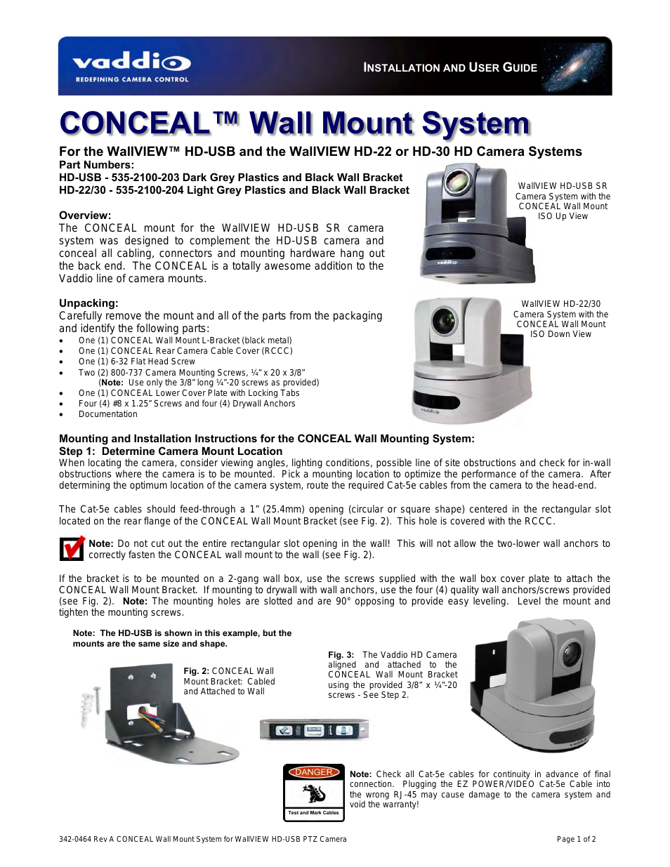 CONCEAL Wall Mounting System for WallVIEW HD-USB, PowerVIEW HD-22 & 30