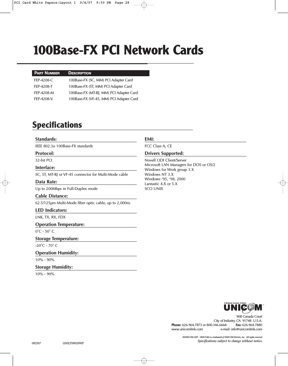 100Base-FX PCI