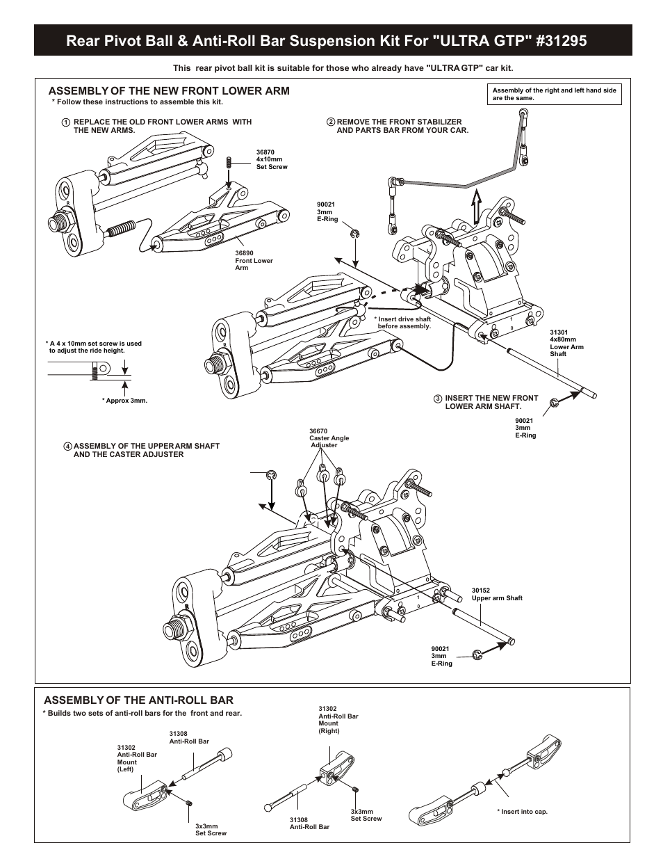 GTP Rear Pivotball & Anti-roll Kit -- 31296