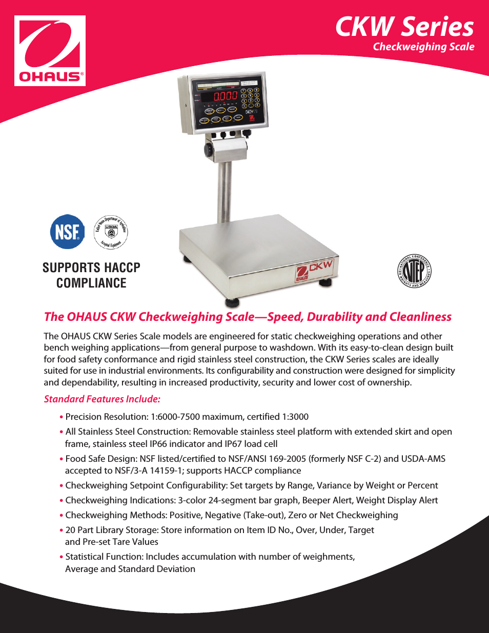 CKW Series Checkweighing Scale Data Sheet