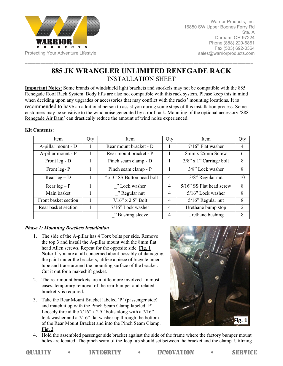 885 WRANGLER UNLIMITED RENEGADE RACK (2007 – 2013 Jeep JK Wrangler)