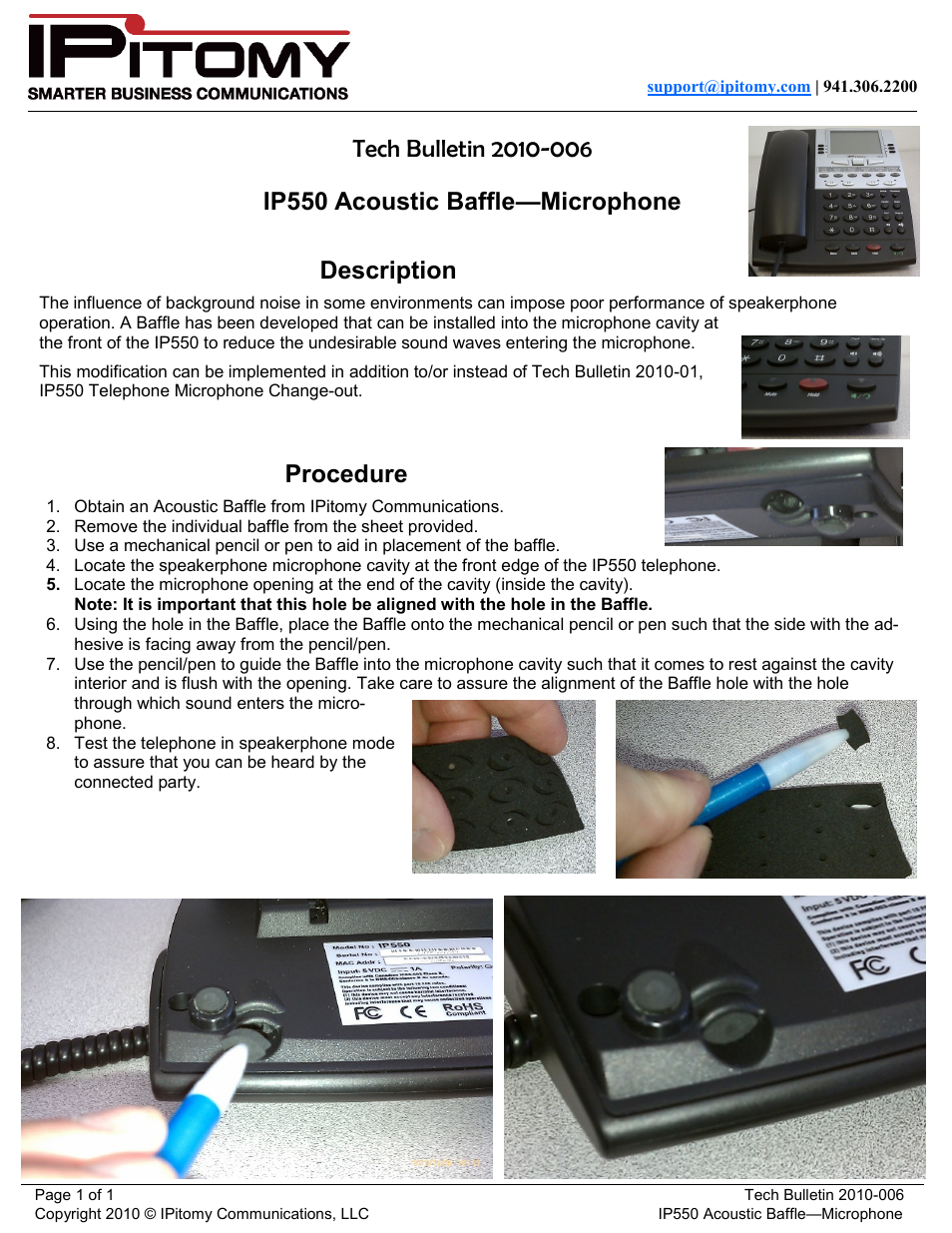 IP550 Acoustic Baffle—Microphone