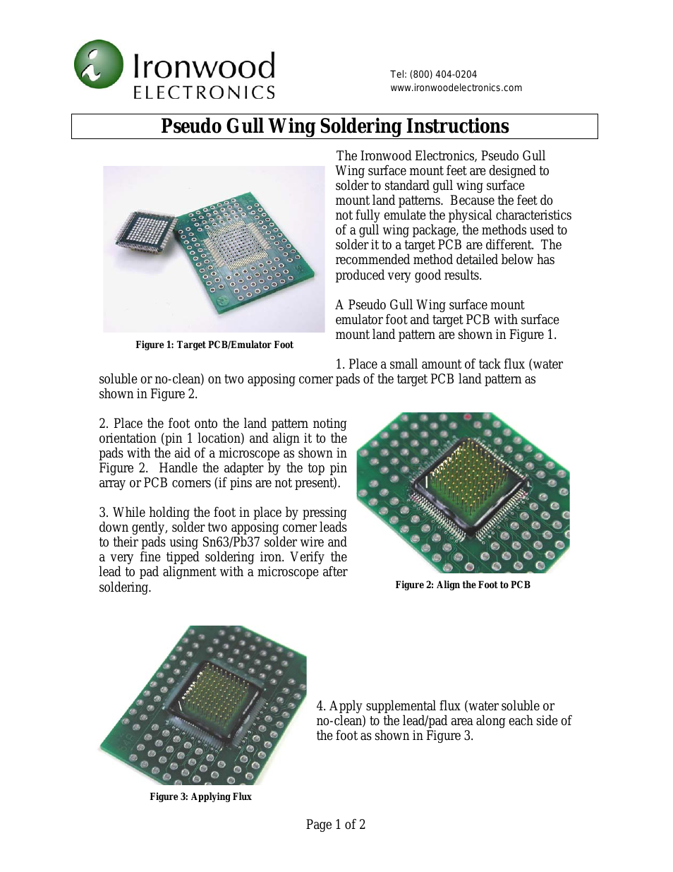 Pseudo Gull Wing Surface Mount Foot Soldering Instructions