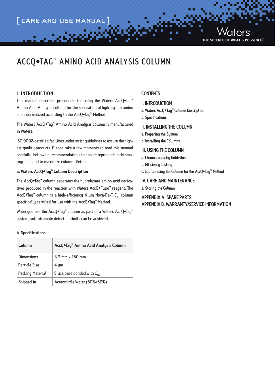 AccQ-Tag Amino Acid Analysis Column