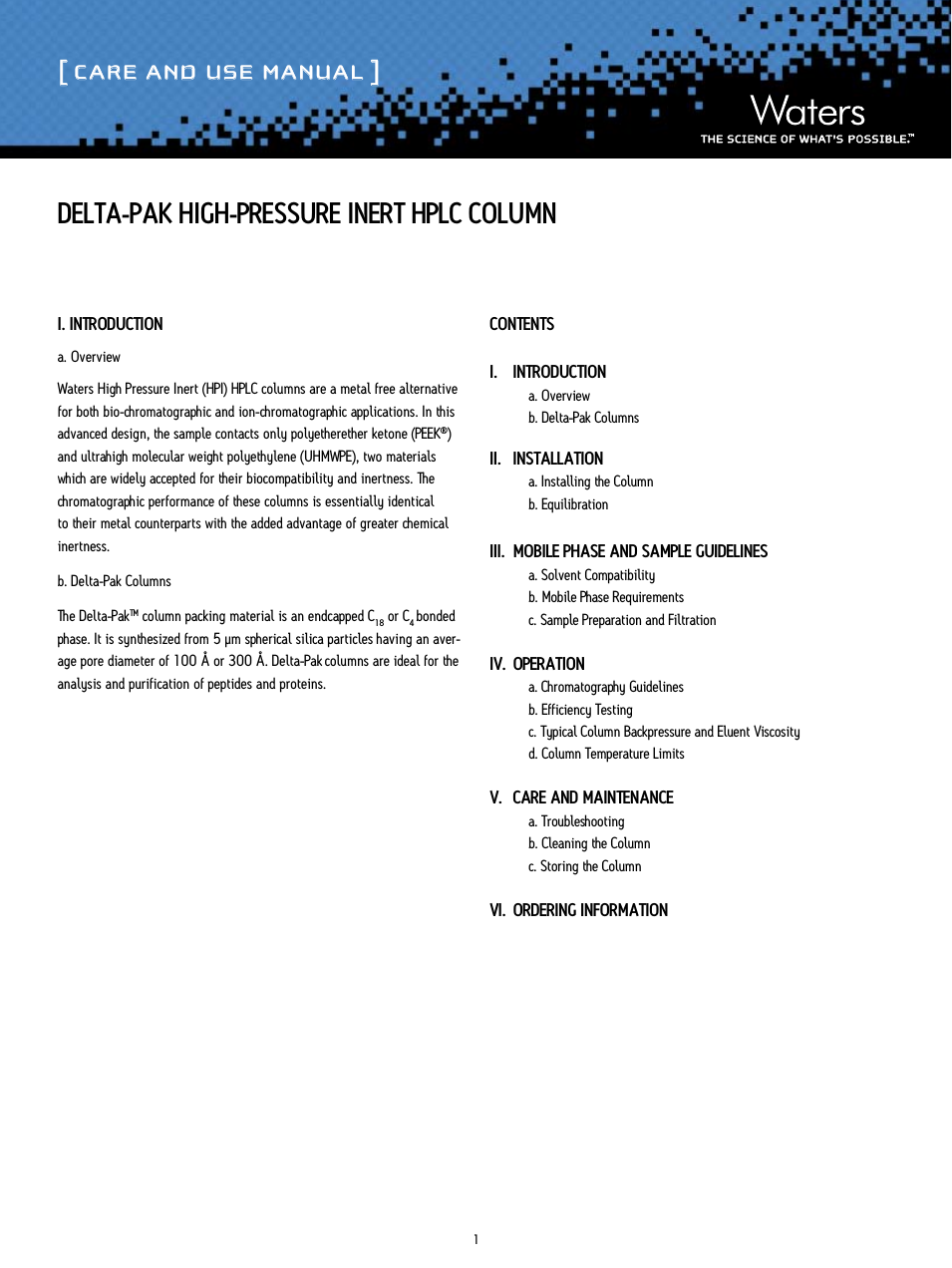 Delta-Pak High Pressure Insert HPLC Column
