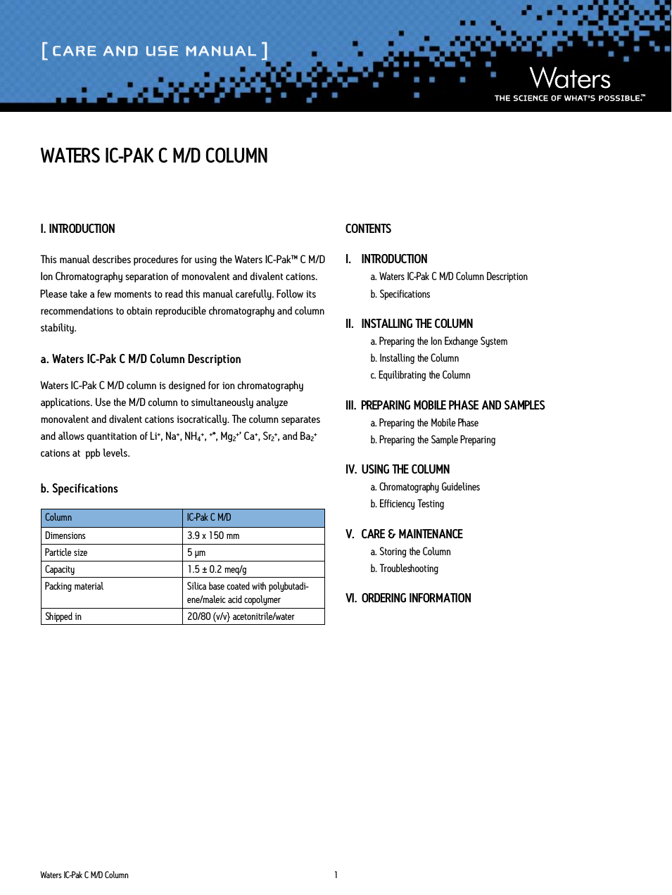 IC-Pak C Method Development Column