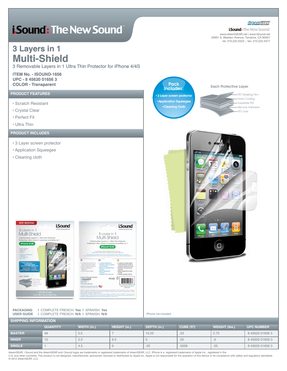 3 Layers in 1 Multi-Shield for iPhone4-4S - Sell Sheet