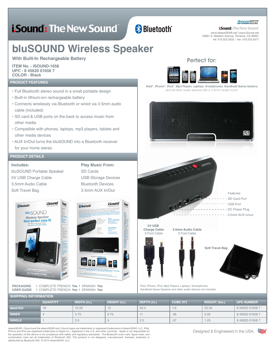 bluSOUND Wireless Speaker - Sell Sheet