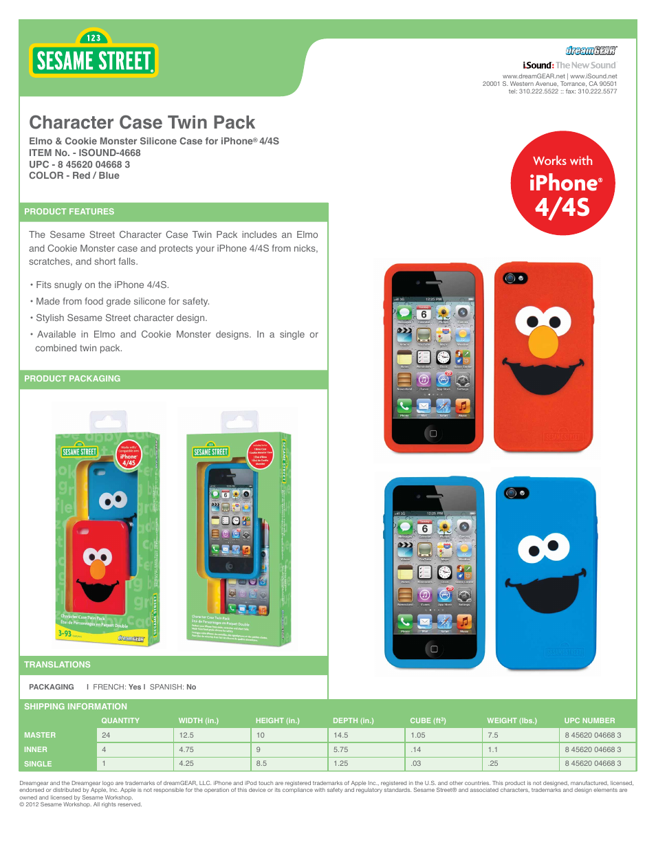 Character Case Twin Pack for iPhone 4 and 4S - Sell Sheet
