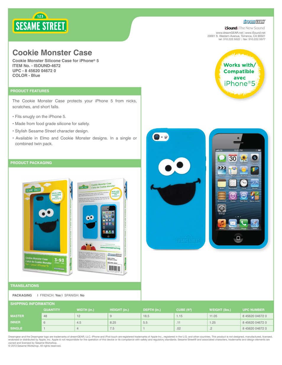 Cookie Monster Case for iPhone5 - Sell Sheet