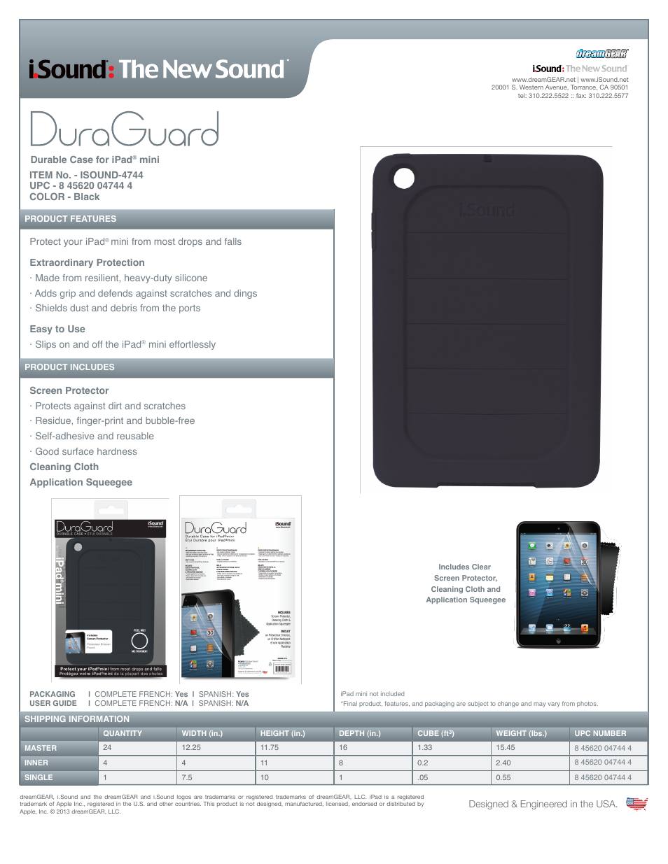 DuraGuard Case for iPadmini with Retina + Screen Protector - Sell Sheet