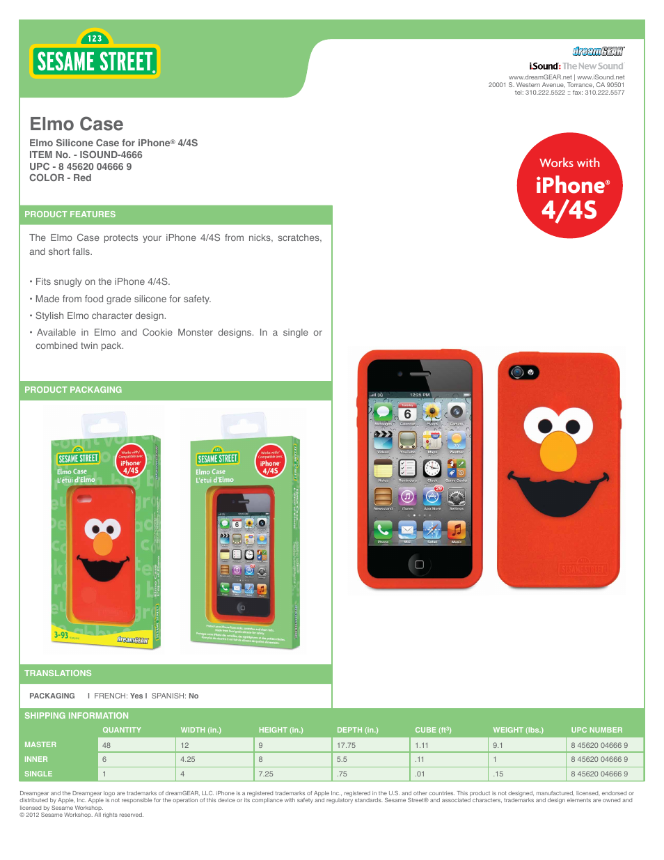 Elmo Case for iPhone 4-4S - Sell Sheet
