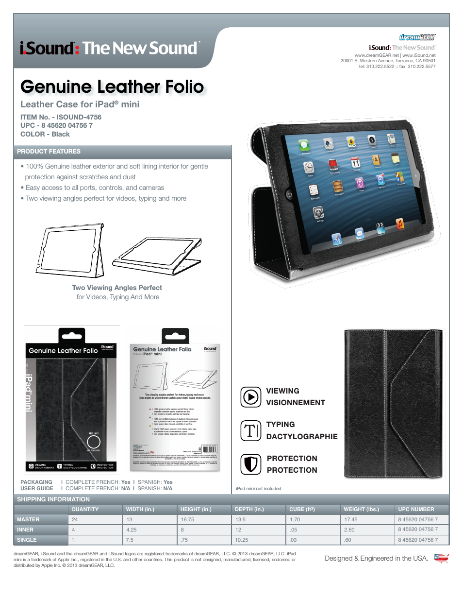 Genuine Leather Folio for iPadmini - Sell Sheet