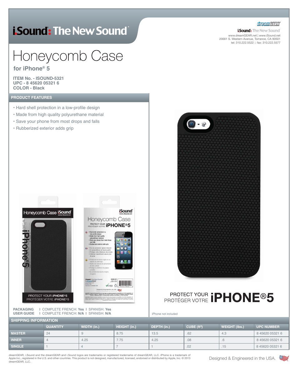 Honeycomb Case for iPhone5s - Sell Sheet