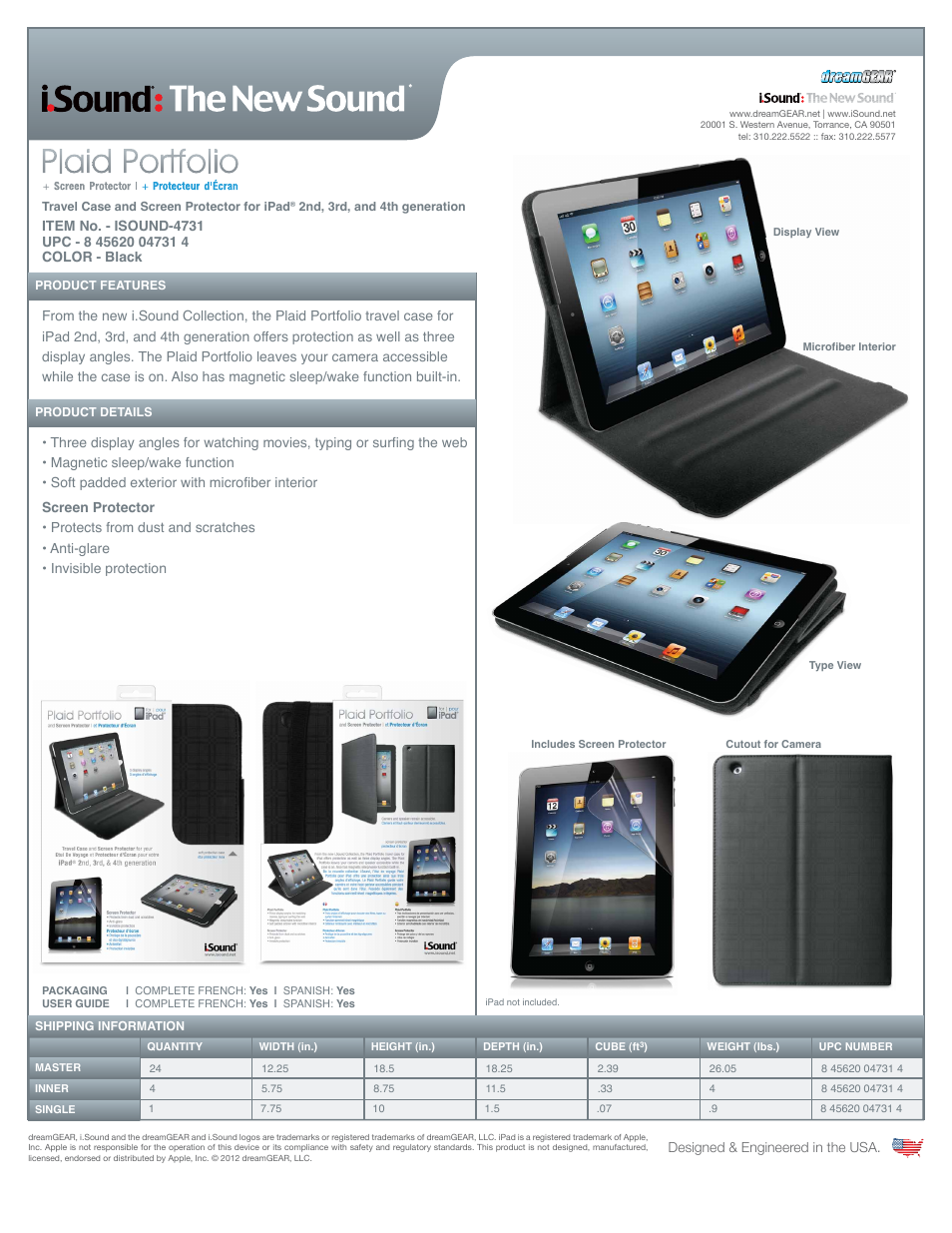 Plaid Portfolio for iPad 2nd, 3rd, and 4th generation - Sell Sheet