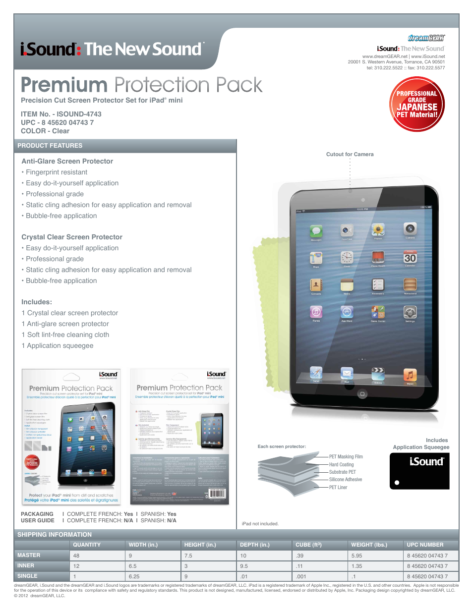 Premium Protection Pack for iPadmini - Sell Sheet
