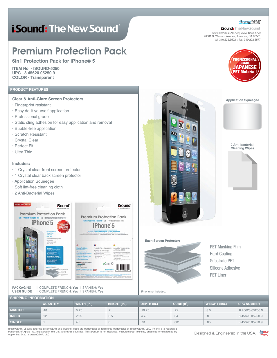 Premium Protection Pack - works with iPhone5 - Sell Sheet