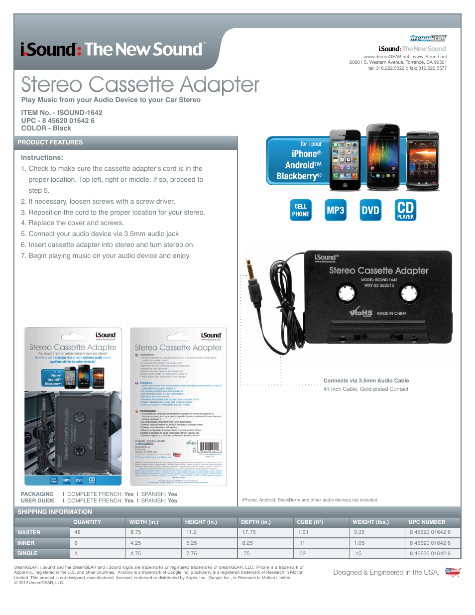 Stereo Cassette Adapter - Sell Sheet