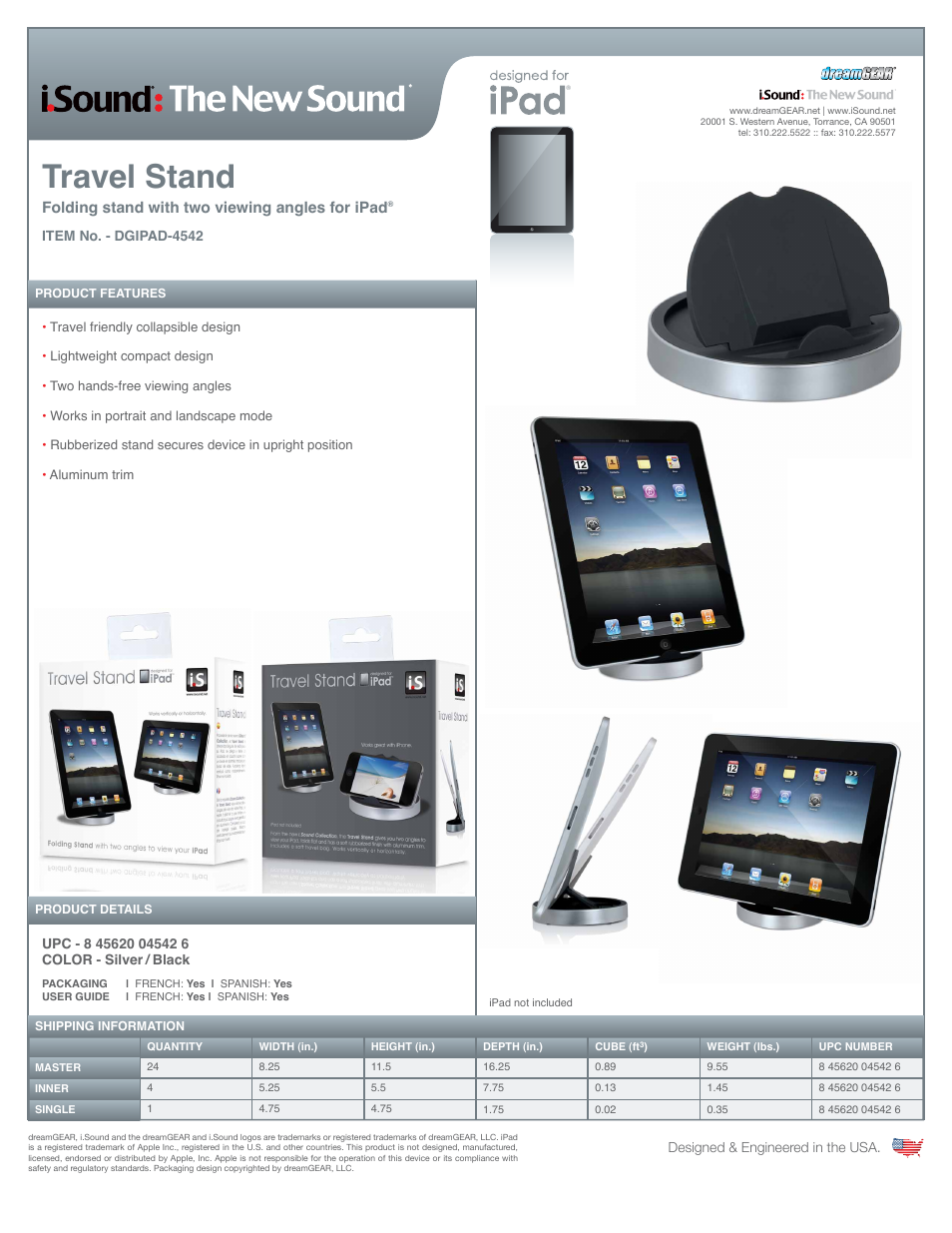 Travel Stand for iPad - Sell Sheet