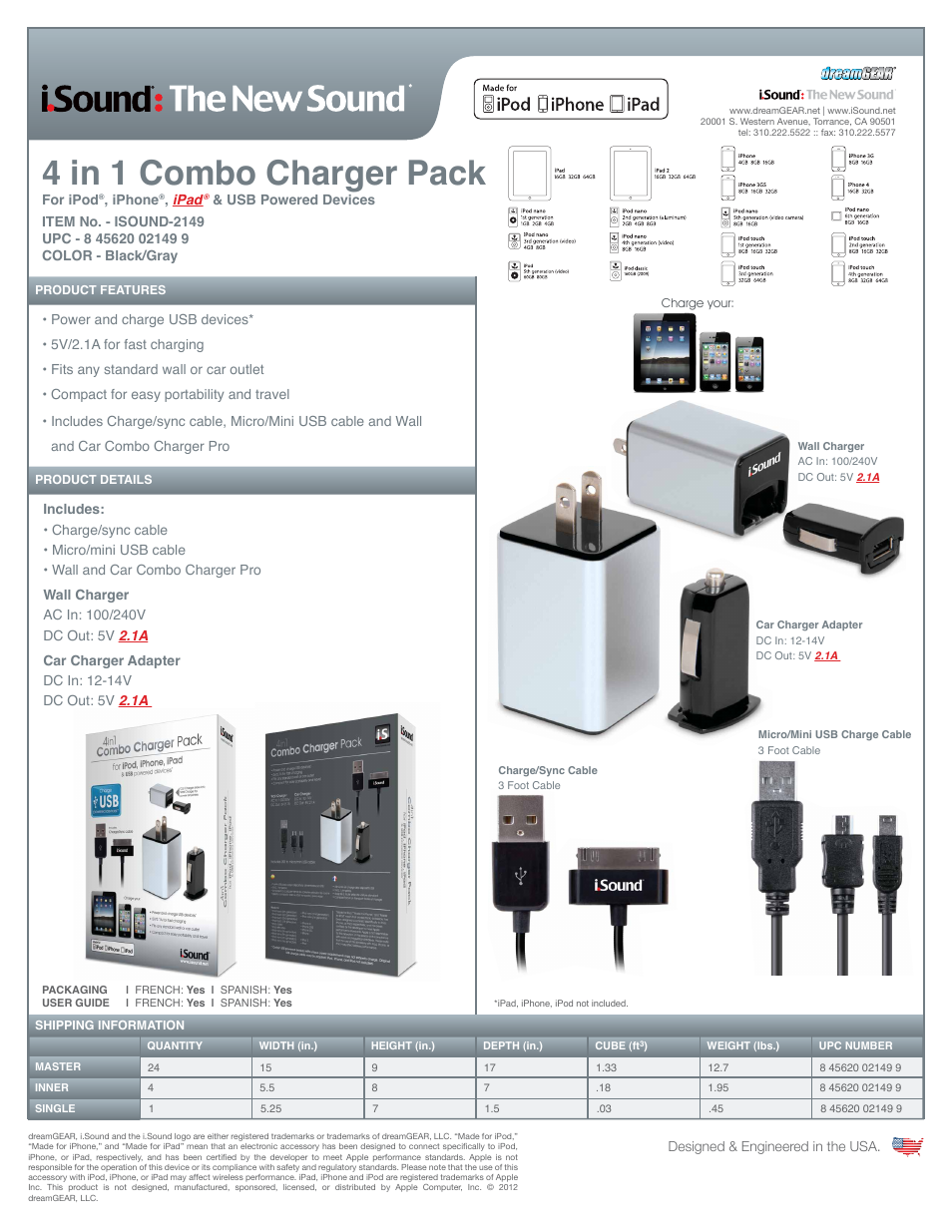 4 in 1 Combo Charger Pack - Sell Sheet