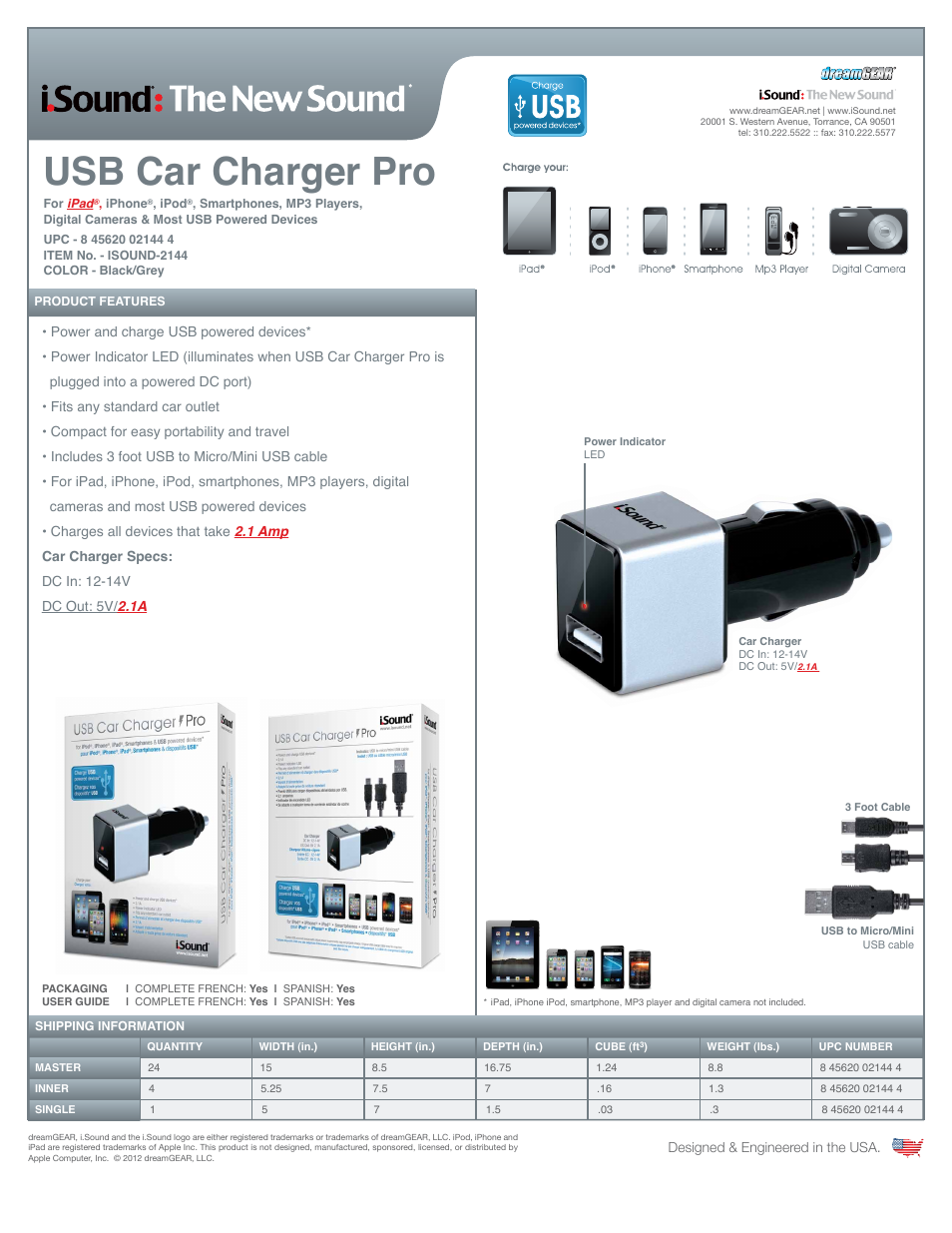 USB Car Charger Pro - Sell Sheet
