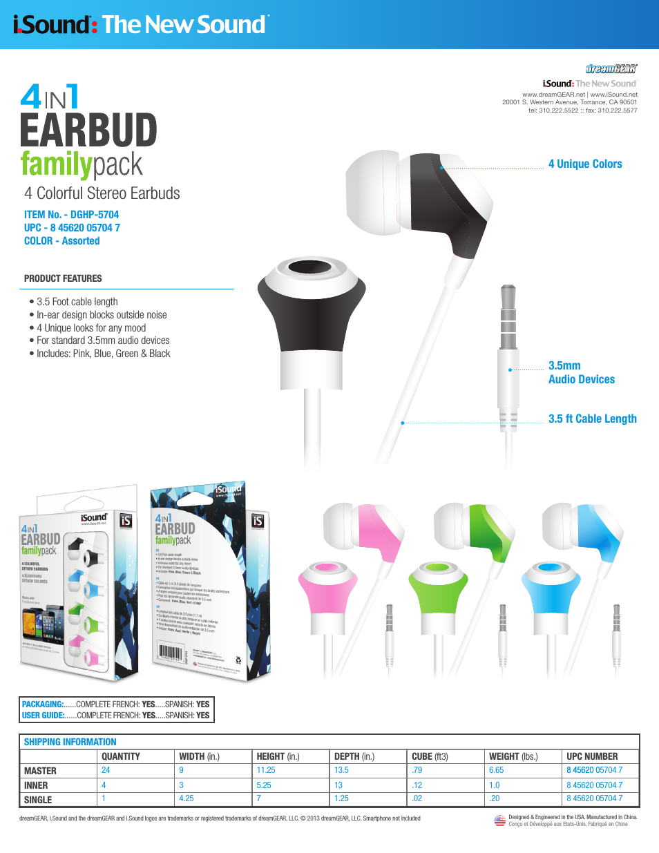 4 in 1 Earbud Family Pack - Sell Sheet