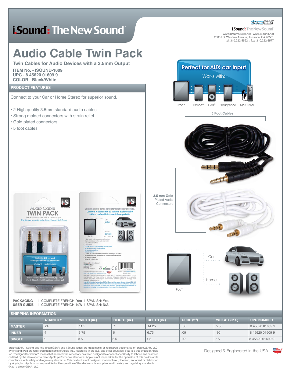 Audio Cable Twin Pack - Sell Sheet
