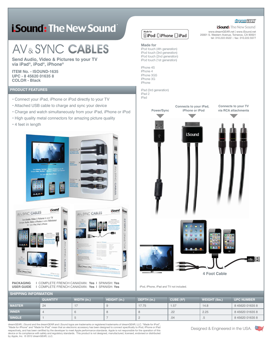 AV & Sync Cables - Sell Sheet