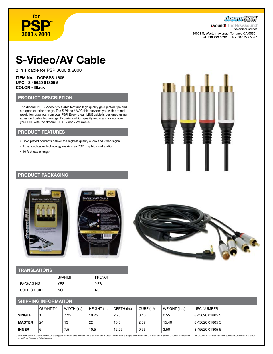 S-Video_AV Cable - Sell Sheet