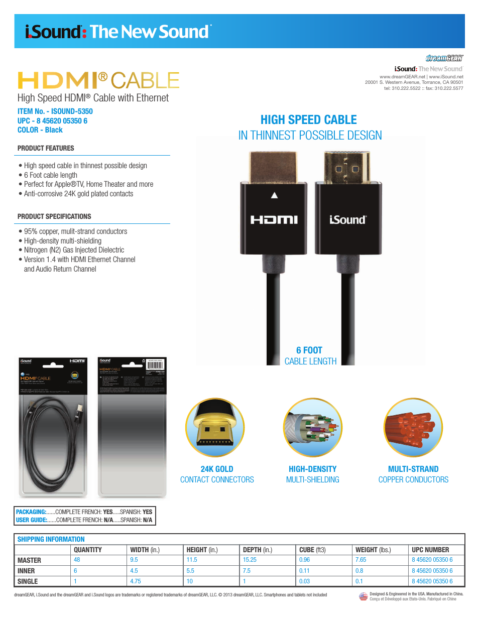 Super-Slim HDMI Cable - Sell Sheet