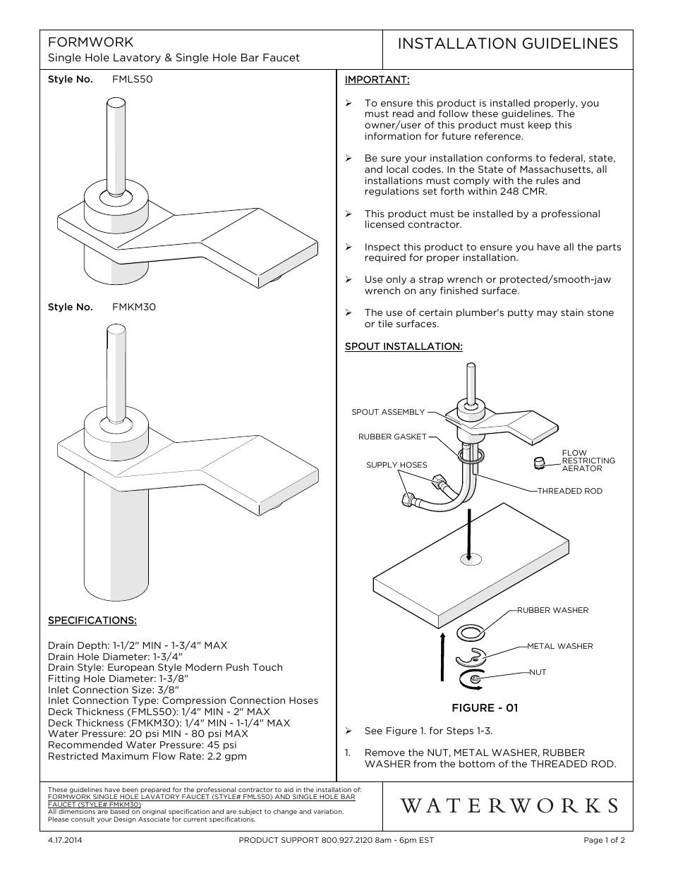 Formwork One Hole Low Profile Bar Faucet, Metal Joystick Handle